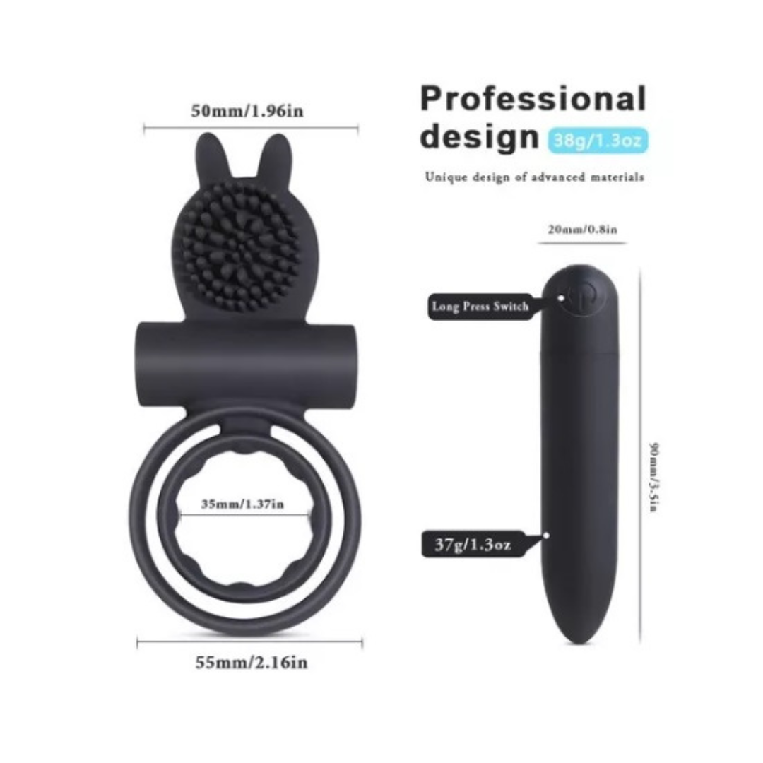 Anillo vibrador Recargable, Estimulador Clítoris