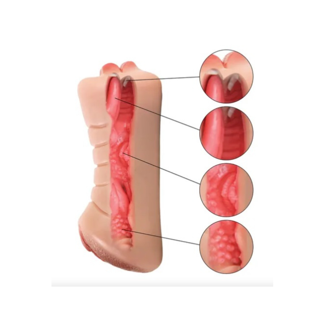 Masturbador 2 en 1, realista boca- vagina 17 cm