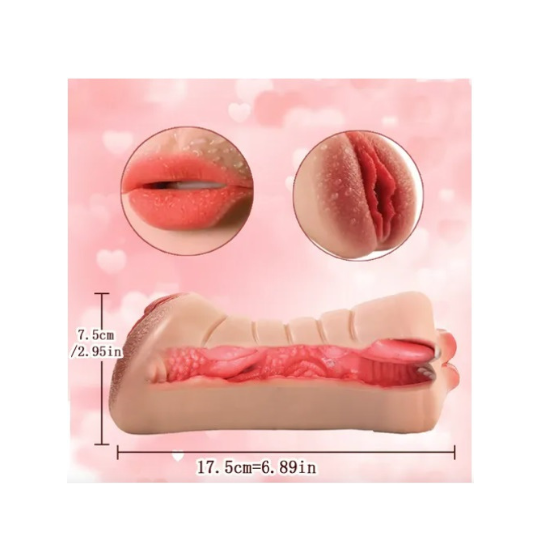 Masturbador 2 en 1, realista boca- vagina 17 cm