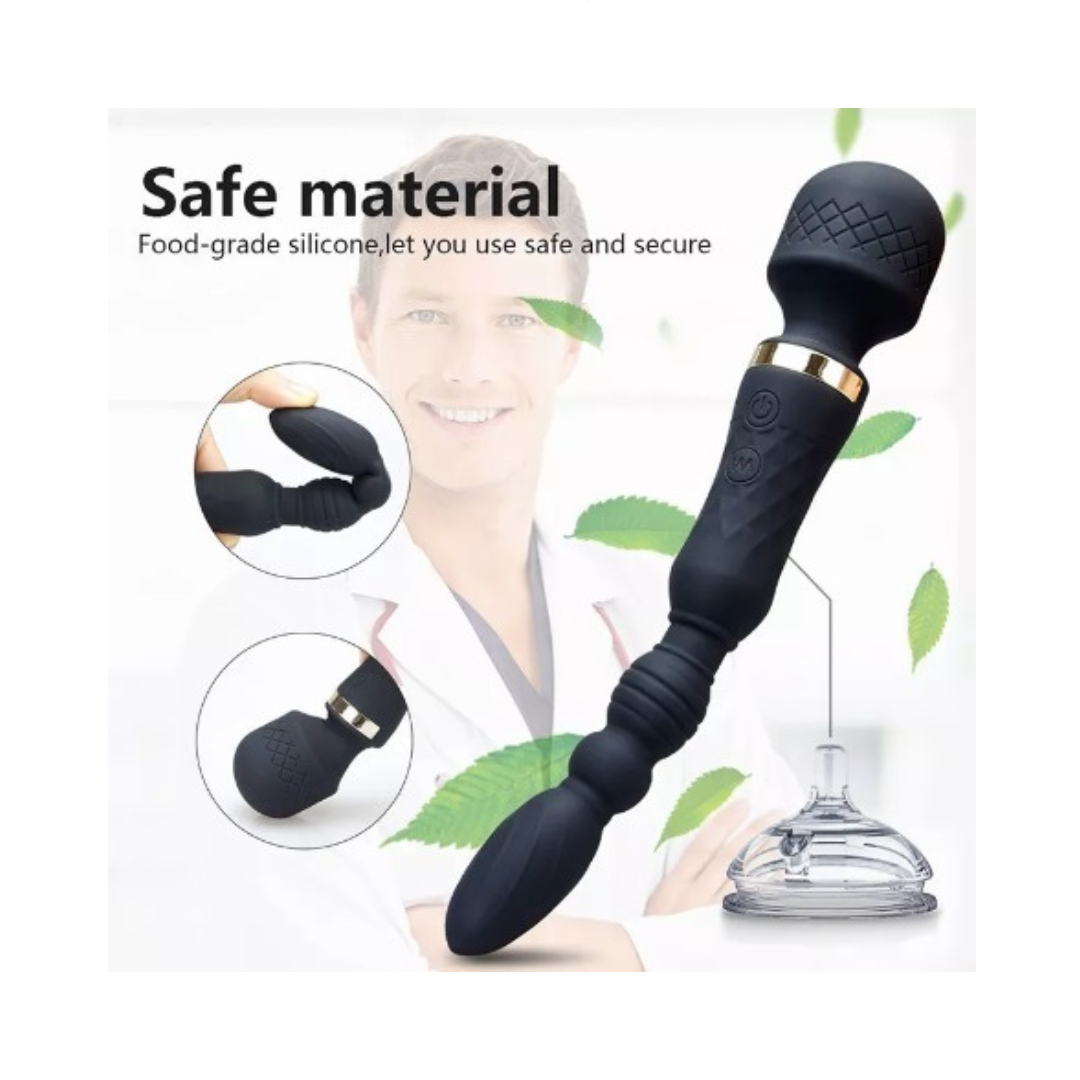Vibrador masajeador Micrófono Doble con perlas anales -vaginales Recargable