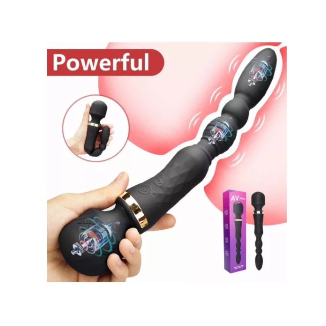 Vibrador masajeador Micrófono Doble con perlas anales -vaginales Recargable