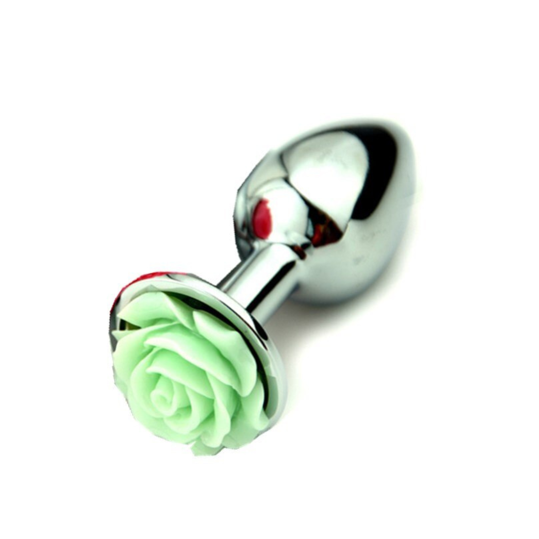 Plug Anal Metálico con flor Chico Verde – Dulce Placer Sex Shop