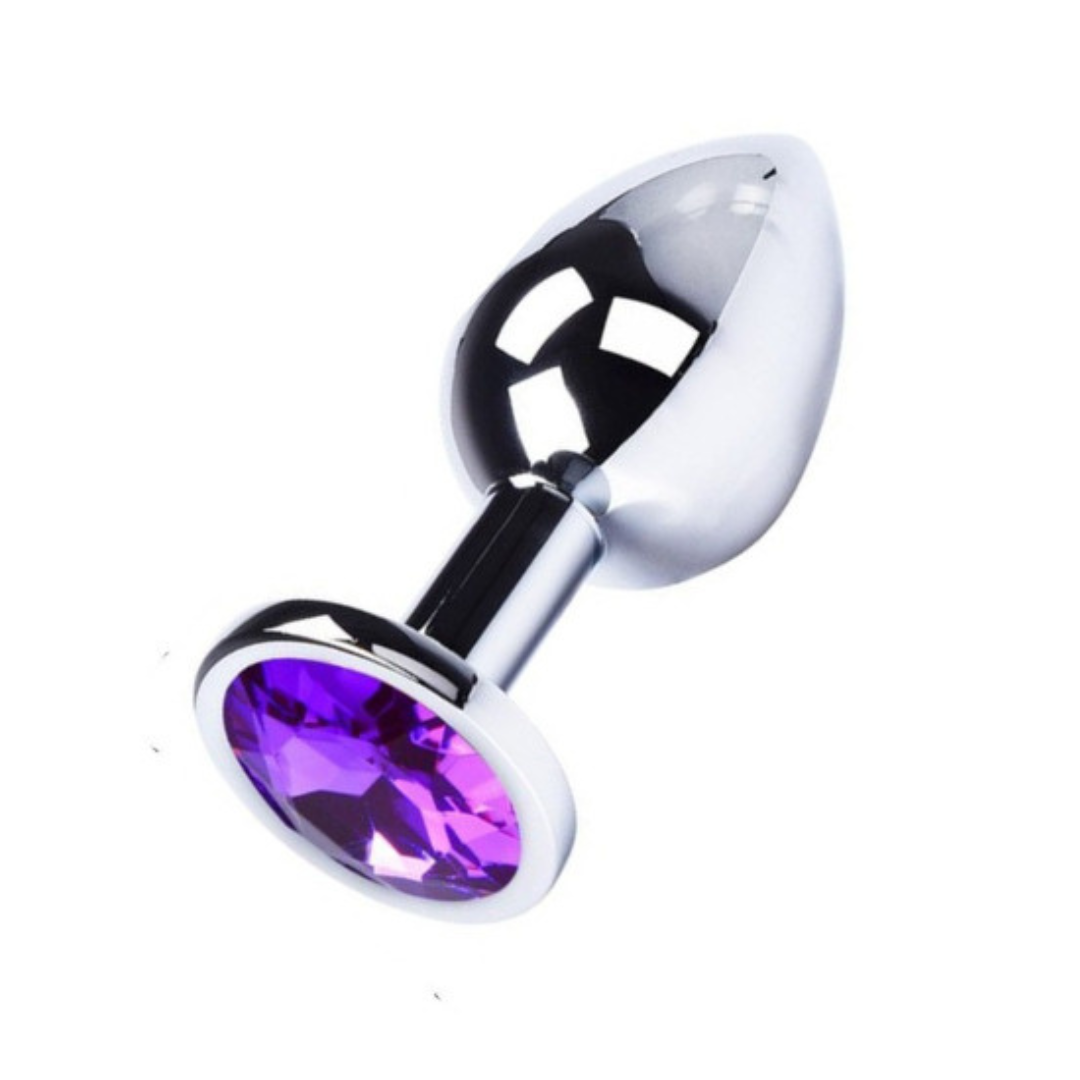 Plug Anal metálico Chico con joya Lila