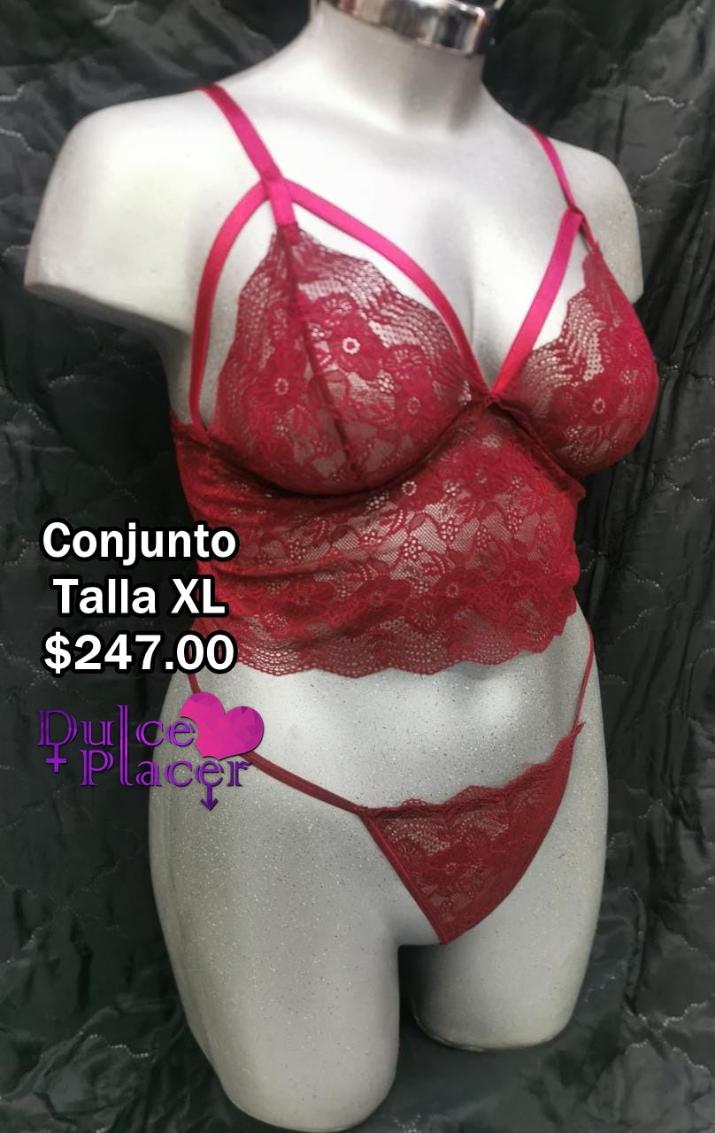Coordinado bralette peto ancho Vino