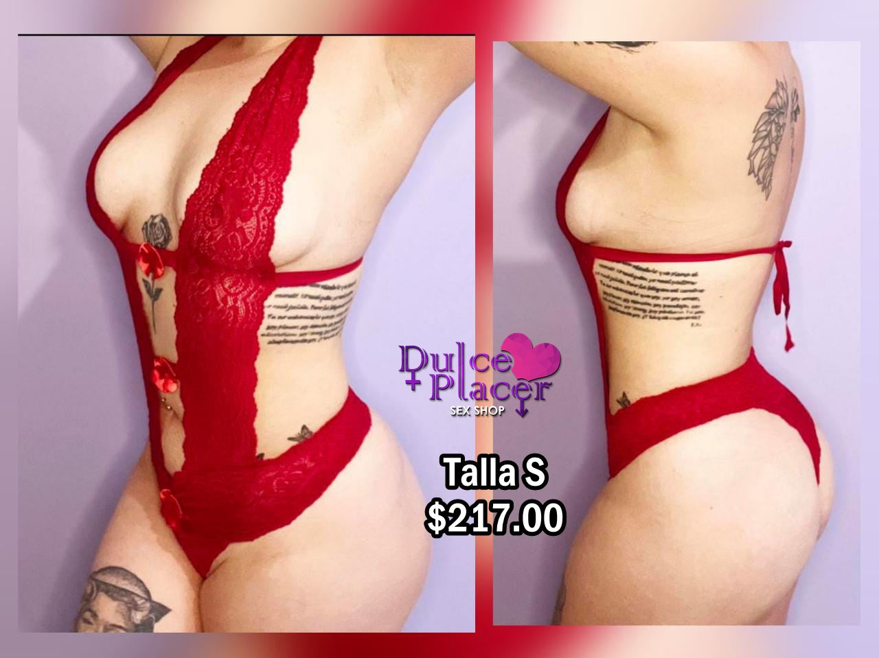 Body Abertura y Moñitos Rojo