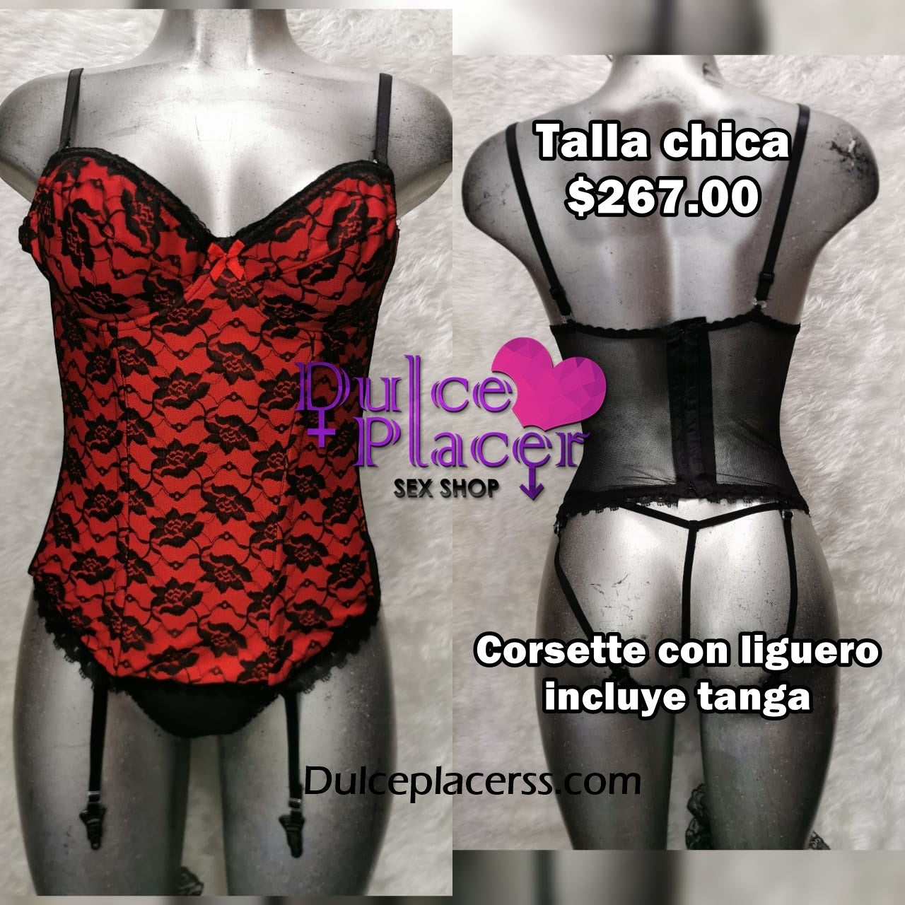Corsette varillas, bicolor Negro/Rojo