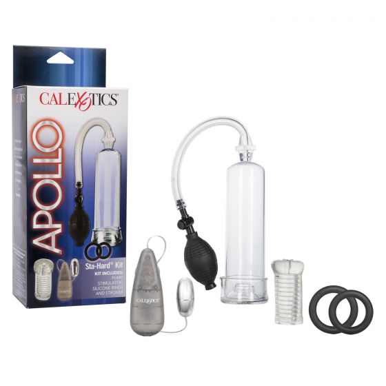 Sta-Hard Kit (Bomba, Estimulador, Anillo y masturbador)