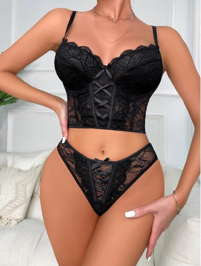 Conjunto tipo corsé negro talla L/XL