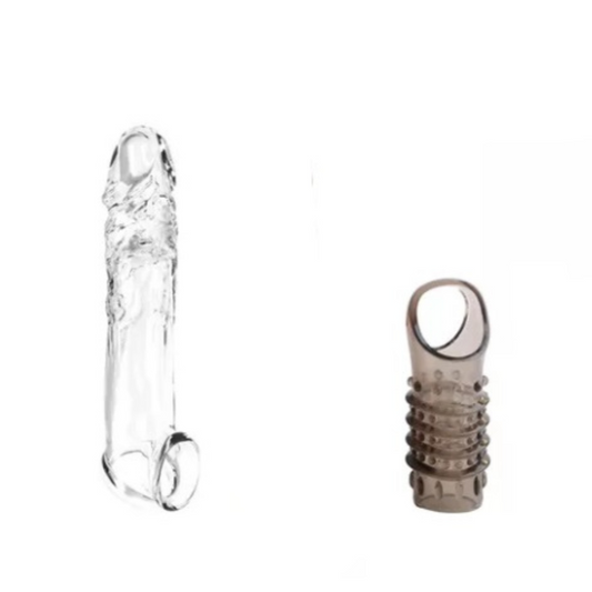 Funda extensión de pene para hombre dos piezas cristalina Extensión 7cm aprox.