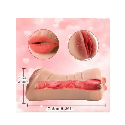 Masturbador 2 en 1, realista boca- vagina 17 cm