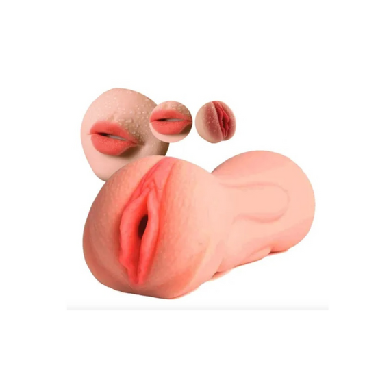 Masturbador 2 en 1, realista boca- vagina 17 cm
