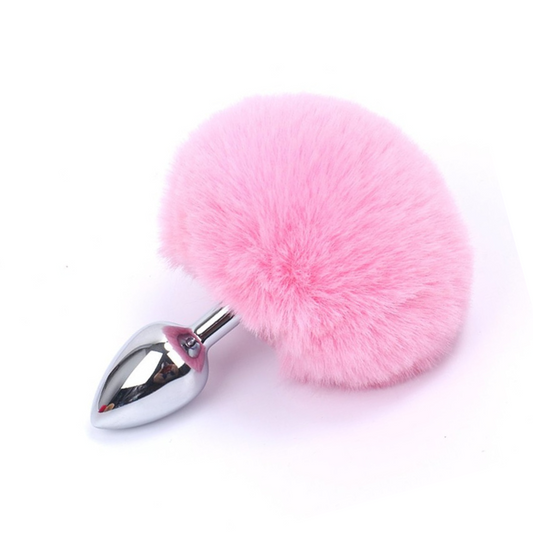 Plug Anal metálico Cola Conejo Rosa claro