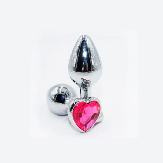 Plug Metálico Corazón  Chico 7 cm Rosa fuerte