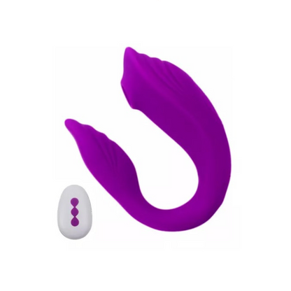 Succionador y vibrador en U con control remoto Recargable Morado