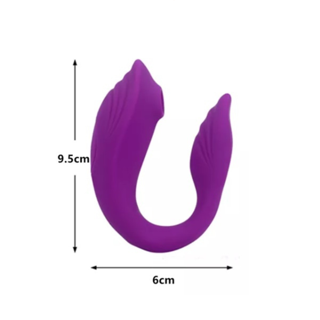 Succionador y vibrador en U con control remoto Recargable Morado