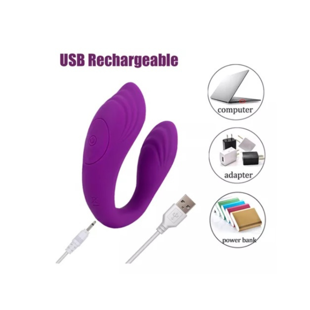 Succionador y vibrador en U con control remoto Recargable Morado