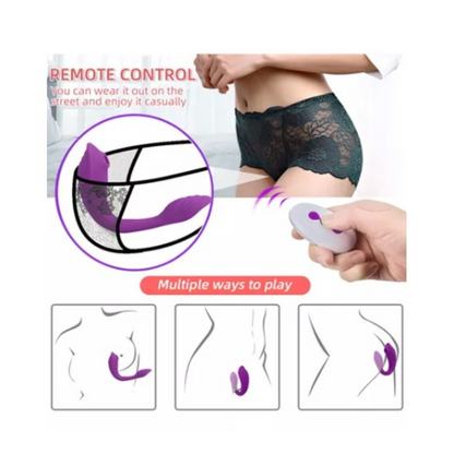 Succionador y vibrador en U con control remoto Recargable Morado