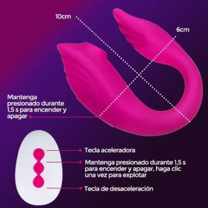 Succionador y vibrador en U con control remoto Recargable ROSA