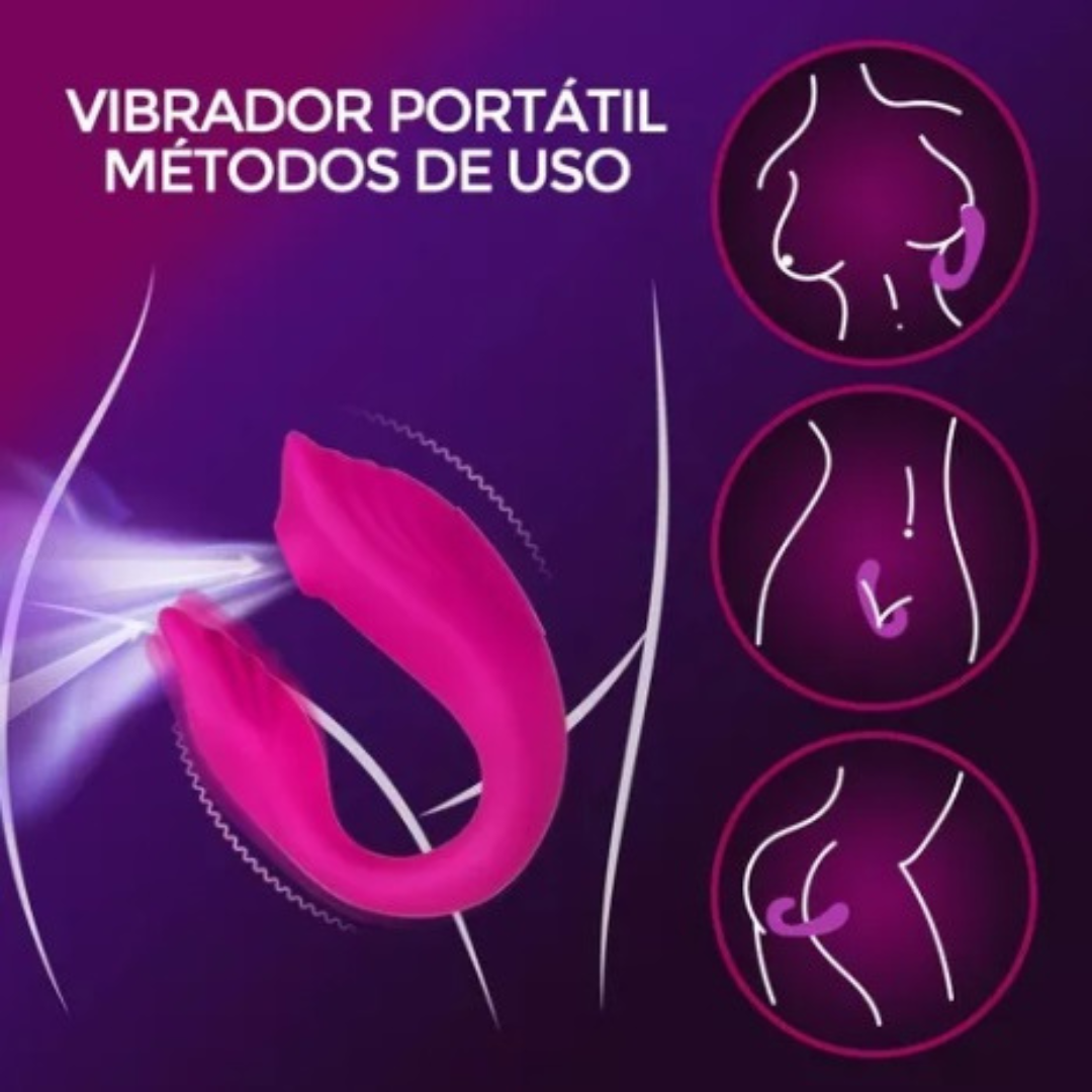 Succionador y vibrador en U con control remoto Recargable ROSA