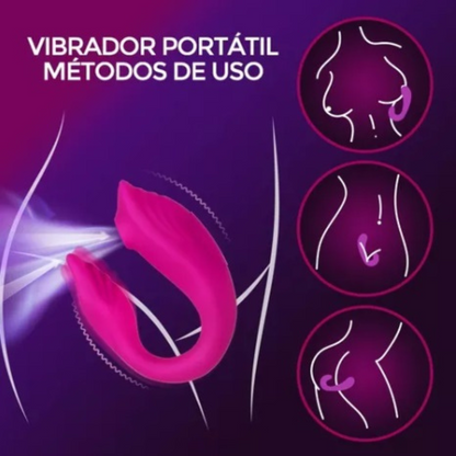 Succionador y vibrador en U con control remoto Recargable ROSA