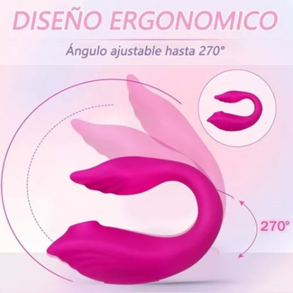 Succionador y vibrador en U con control remoto Recargable ROSA