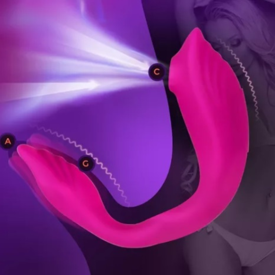 Succionador y vibrador en U con control remoto Recargable ROSA