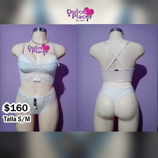 Conjunto encaje blanco S