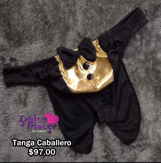 Tanga caballero smokin metálica dorada