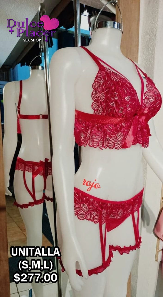 Coordinado encaje ROJO