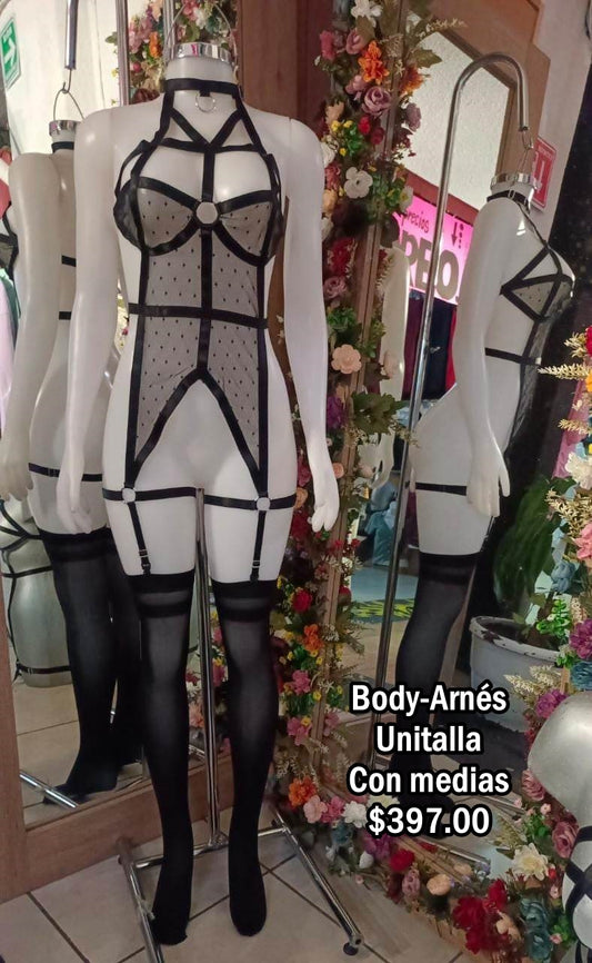 Body-arnés con medias unitalla