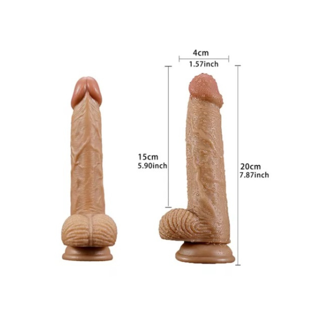 Dildo Realista Con testículos y ventosa Piel Morena 20cm