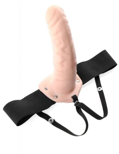 Arnés con dildo hueco. Extensión para pene  10" Flesh