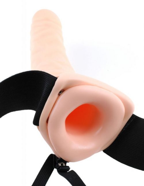 Arnés con dildo hueco. Extensión para pene  10" Flesh