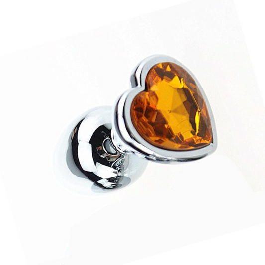 Plug Anal Metálico Corazón Mediano Amarillo