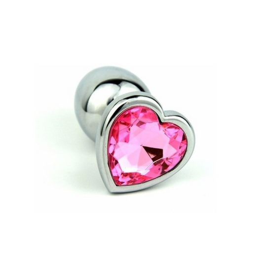 Plug Anal Metálico Corazón Mediano Rosa