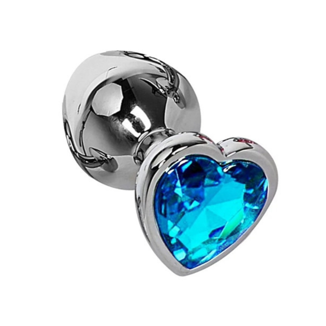 Plug Anal Metálico Corazón Mediano Azul