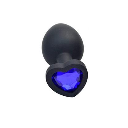 Plug silicona negra chico joya de corazón azul