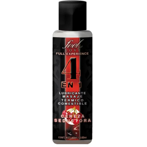 4 En 1 Lubricante, Masaje, Térmico y Comestible. 30 ml. Cereza