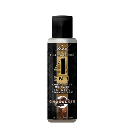 4 En 1 Lubricante, Masaje, Térmico y Comestible. 30 ml. Chocolate