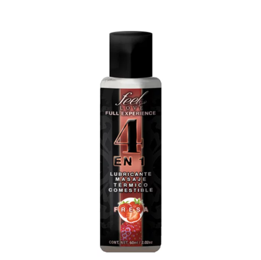 4 En 1 Lubricante, Masaje, Térmico y Comestible. 30 ml. Fresa