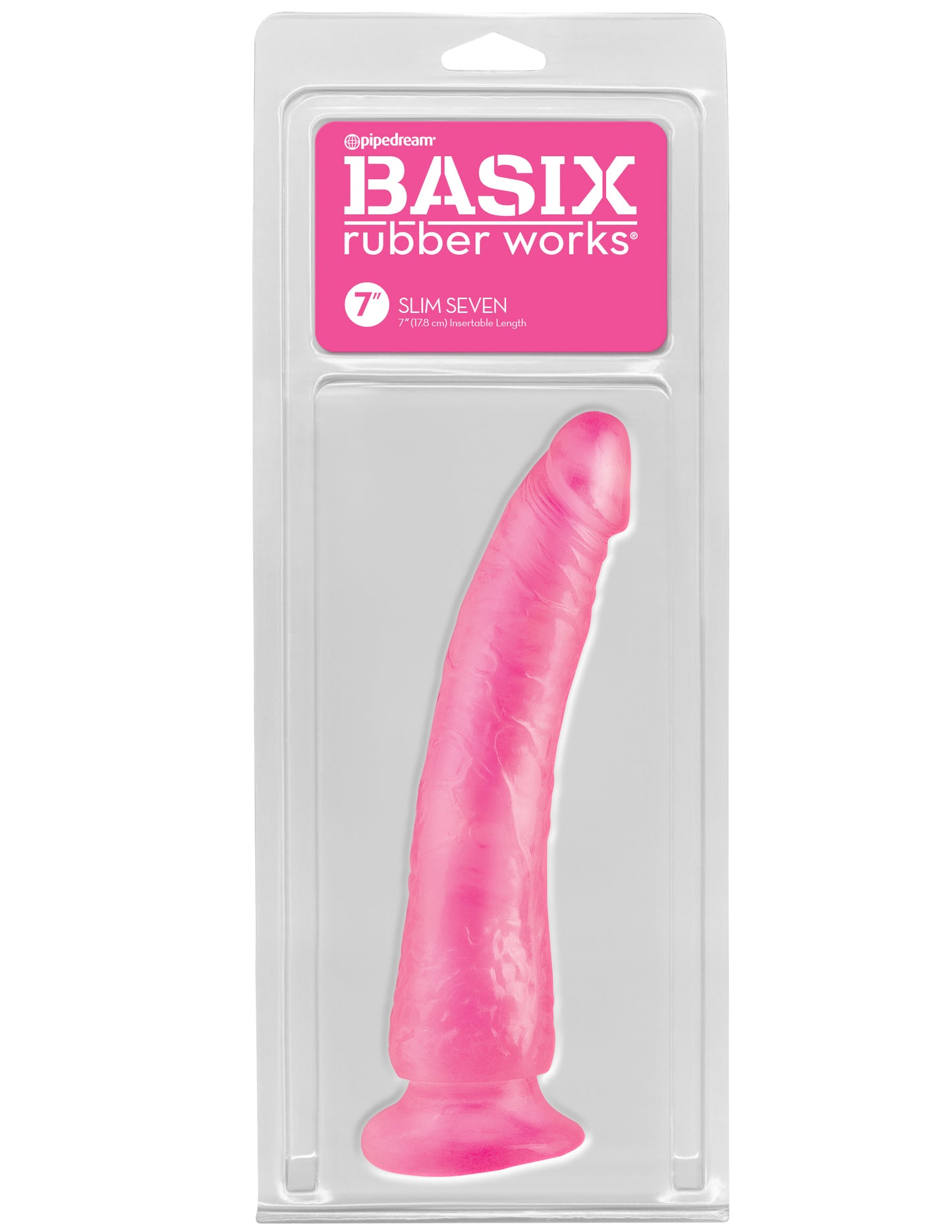 Dildo Basix Rubber Works Slim Seven - Rosa